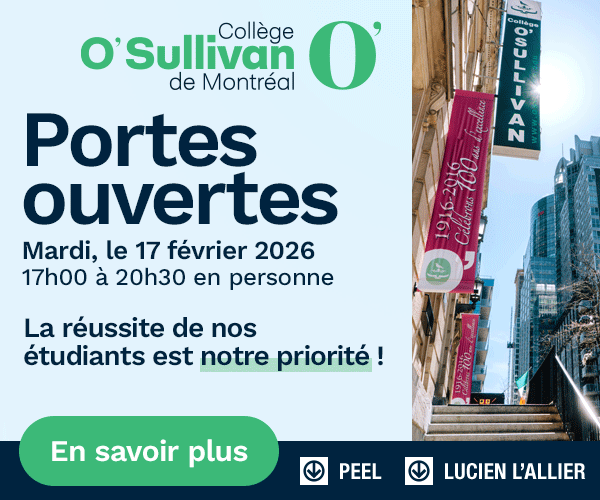 Collège O'Sullivan | Portes ouvertes le 17 février de 17h00 à 20h30