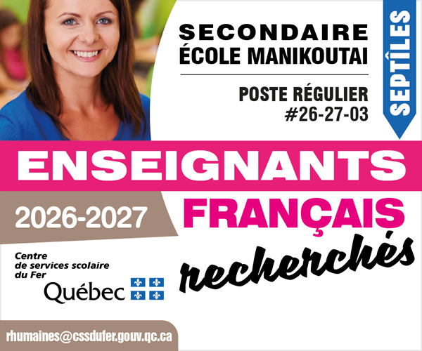 Enseignants français recherchés | Centre de services scolaire du Fer